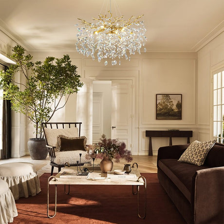 Auro Branch Crystal Cascade Round Chandelier 30"D