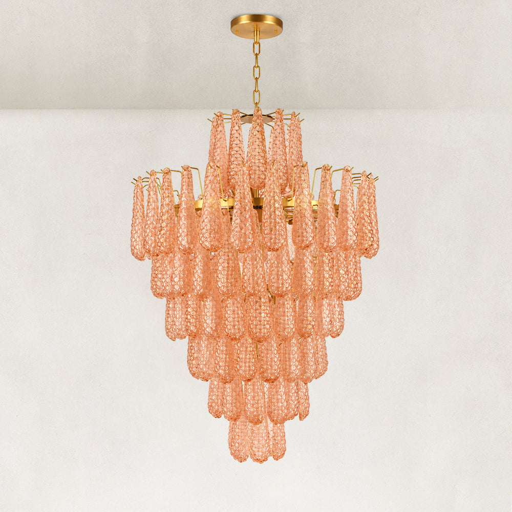 Auve Glass Tiered Cascade Chandelier 34"D