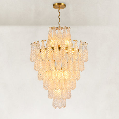 Auve Glass Tiered Cascade Chandelier 34"D