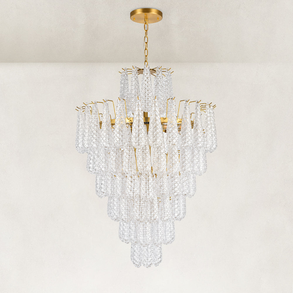 Auve Glass Tiered Cascade Chandelier 34"D