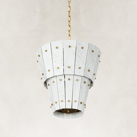 Averelle Yugoslavia White Marble Double-Tier Round Chandelier 24"D