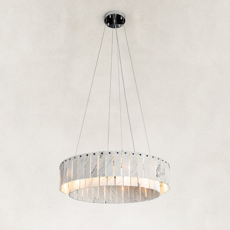 Averelle Yugoslavia White Marble Double-Tier Round Chandelier 31"D