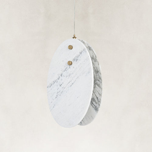 Averelle Yugoslavia White Marble Pendant 6“W