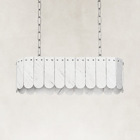 Averelle Yugoslavia White Marble Single-Tier Scalloped Linear Chandelier 35"L