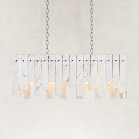 Averelle Yugoslavia White Marble Single-Tier Linear Chandelier 36"L