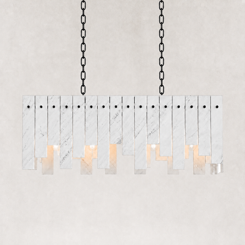 Averelle Yugoslavia White Marble Single-Tier Linear Chandelier 36