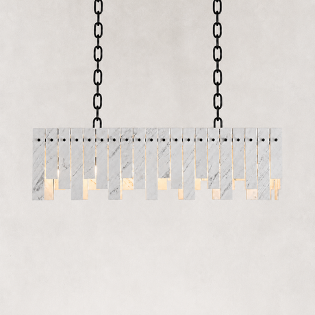 Averelle Yugoslavia White Marble Single-Tier Linear Chandelier 40"L