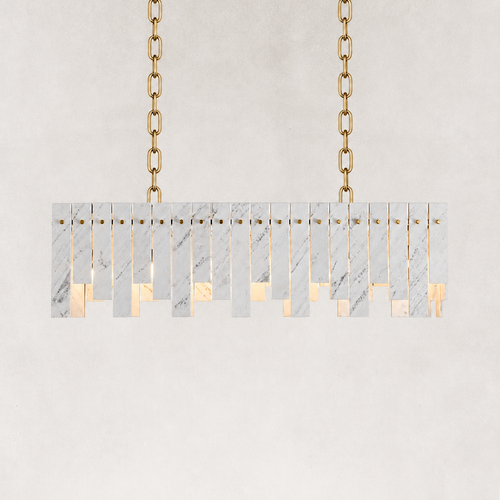 Averelle Yugoslavia White Marble Single-Tier Linear Chandelier 40