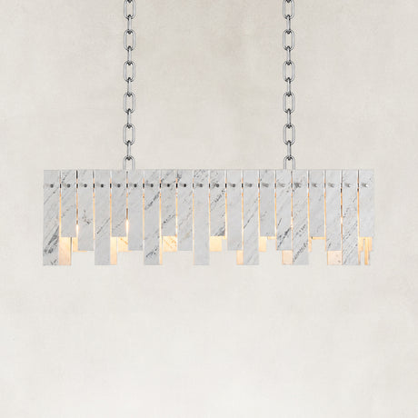 Averelle Yugoslavia White Marble Single-Tier Linear Chandelier 40"L