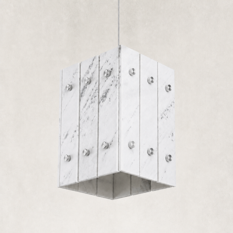 Averelle Yugoslavia White Marble Square Pendant 6.6“L