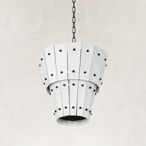 Averelle Yugoslavia White Marble Double-Tier Round Chandelier 24