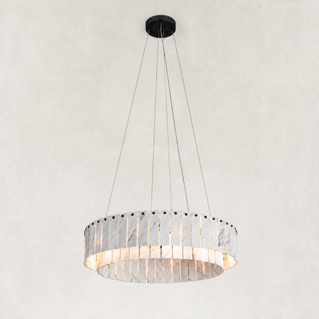 Averelle Yugoslavia White Marble Double-Tier Round Chandelier 31"D