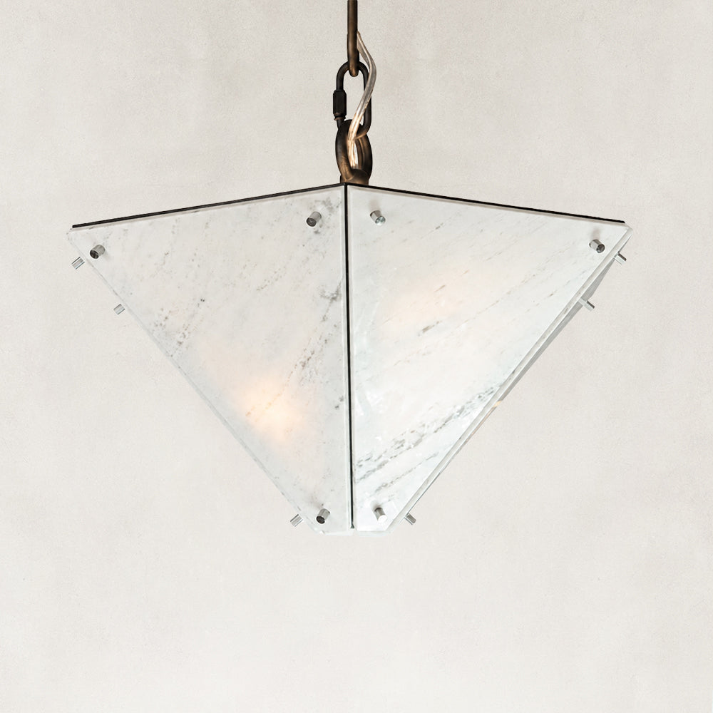 Averelle Yugoslavia White Marble Pendant 8"H