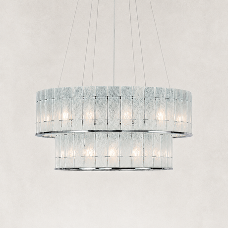 Caelora White Crystal Marble Two-Tier Round Chandelier 32"D