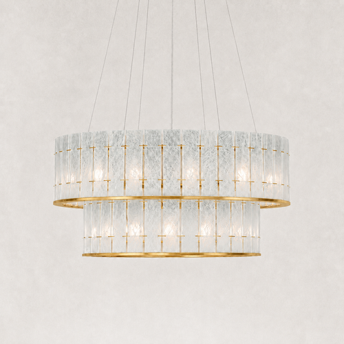 Caelora White Crystal Marble Two-Tier Round Chandelier 32