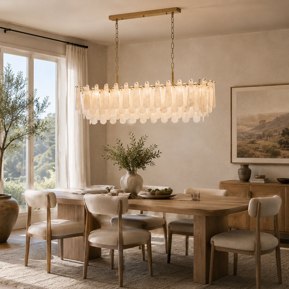 Cala Alabaster Rectangular Chandelier 72"W