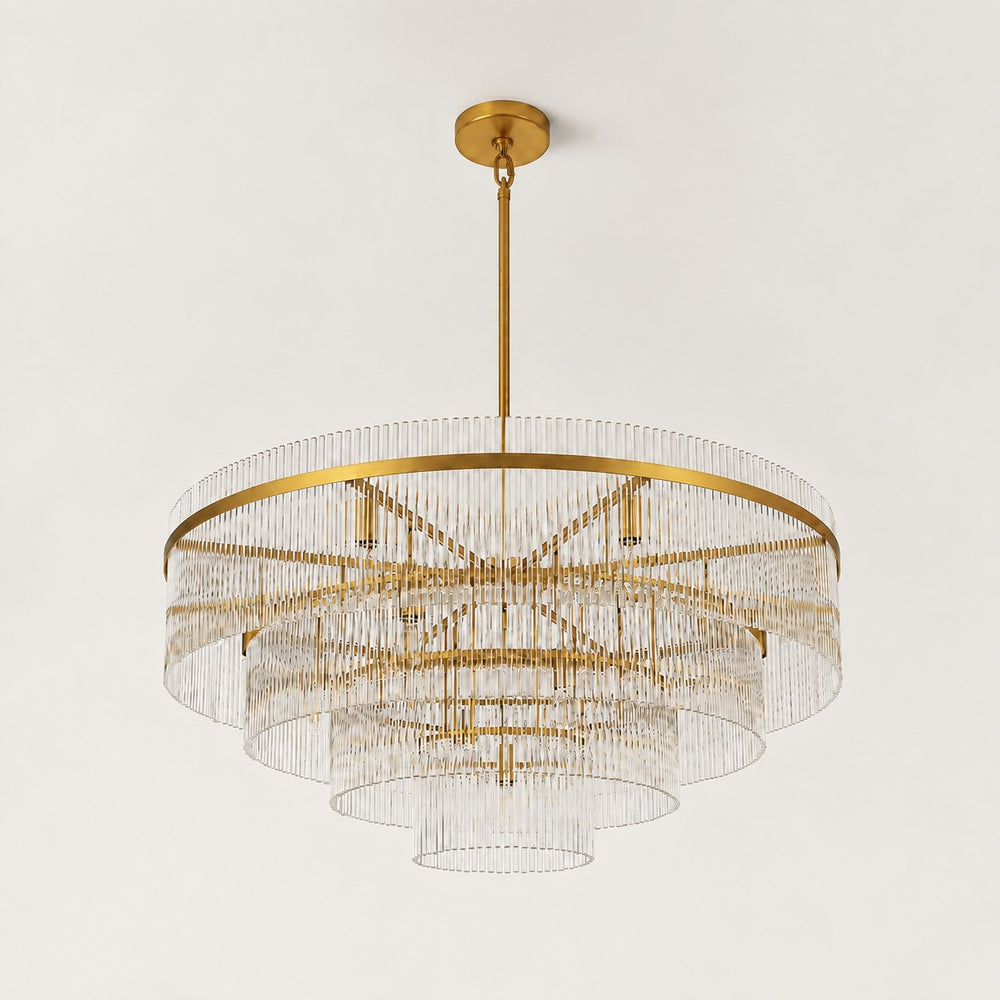 Calivelle Glass Rod 4-Tiered Round Chandelier 40"D