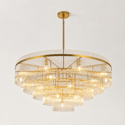 Calivelle Glass Rod 5-Tiered Round Chandelier 50