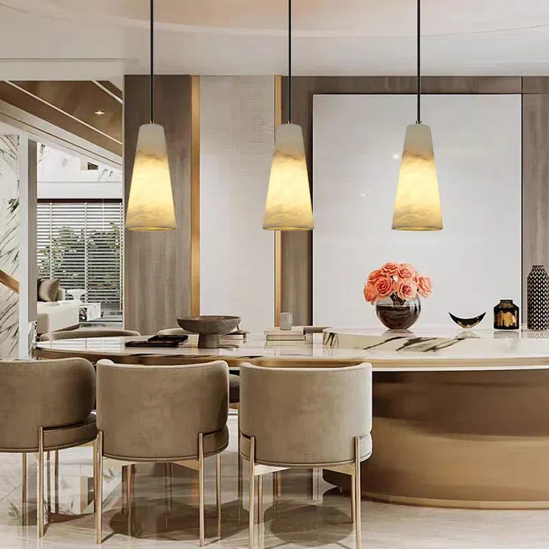 Camuse Conical Alabaster Pendant 10''H