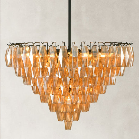 Celasty Drop Round Crystal Glass Chandelier 36"D