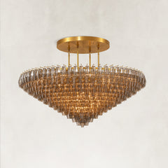 Charra Smoke Glass Tiered Round Chandelier 70