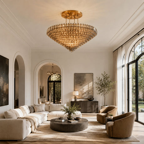 Charra Smoke Glass Tiered Round Chandelier 70"D