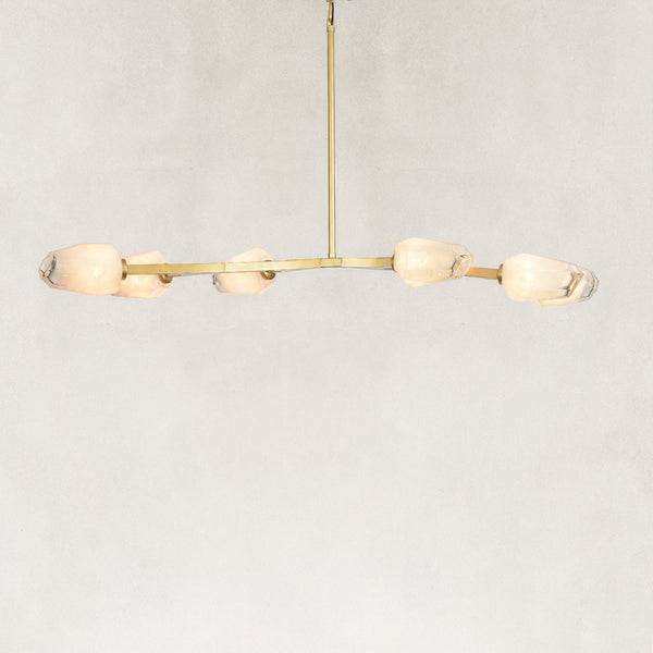 Corey Faceted White Cloud Glass Linear Chandelier 43"W