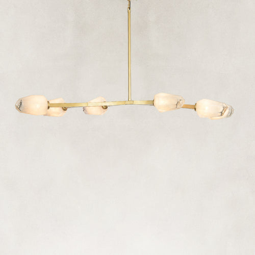 Corey Faceted White Cloud Glass Linear Chandelier 43