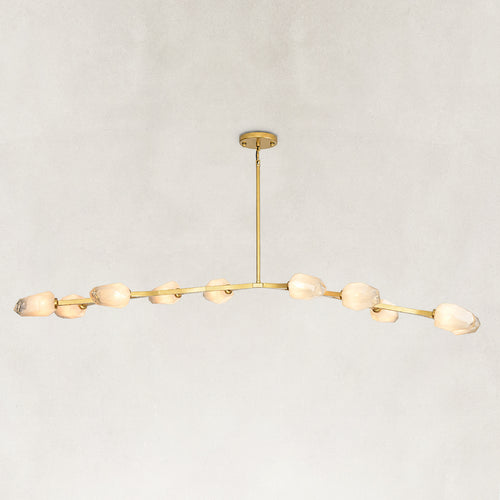 Corey Faceted White Cloud Glass Linear Chandelier 72