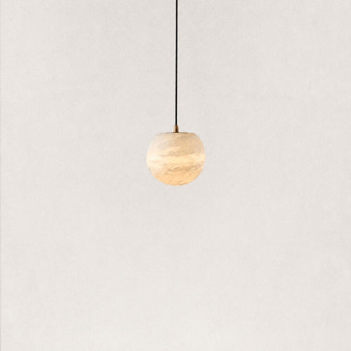 Cove Modern Natural Alabaster Single Globe Pendant Light 7.8