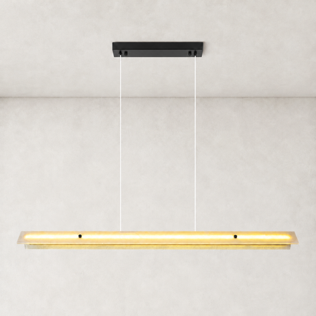 Crystal White Marble Linear Chandelier 49"D
