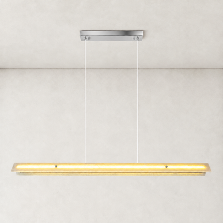 Crystal White Marble Linear Chandelier 49"D