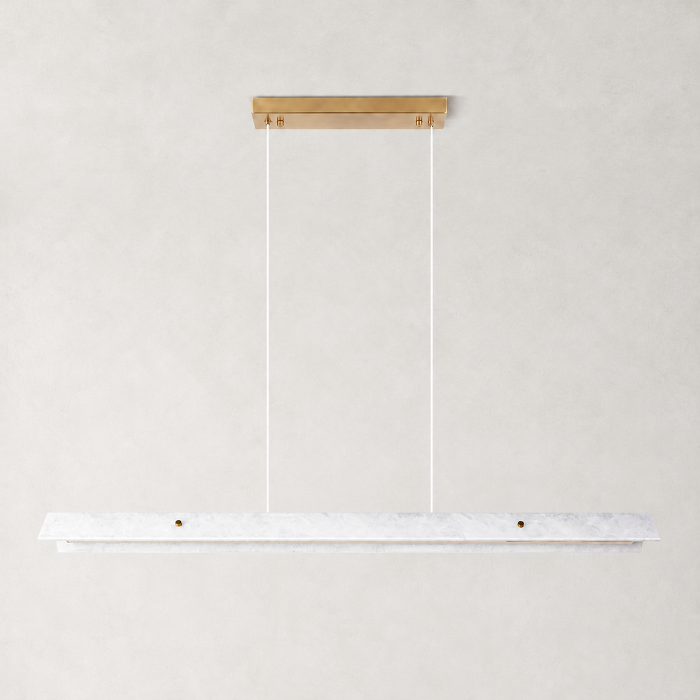 Crystal White Marble Linear Chandelier 49"D