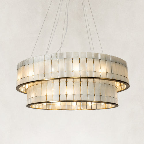 Crystal White Marble Two-tier Round Chandelier 39