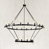 Cyla Glass Tube 2-Tier Round Chandelier 60"