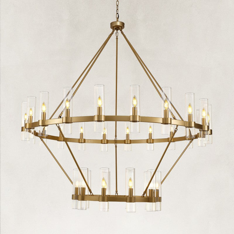 Cyla Glass Tube 2-Tier Round Chandelier 60"