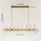 Cyla Glass Tube Rectangular Chandelier 54"