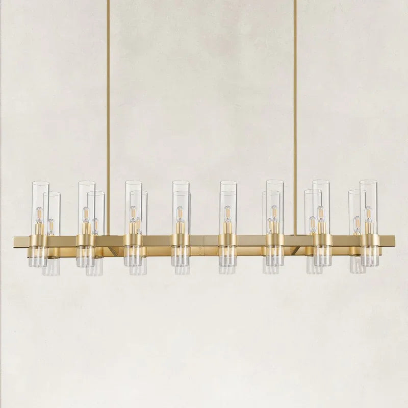 Cyla Glass Tube Rectangular Chandelier 54"