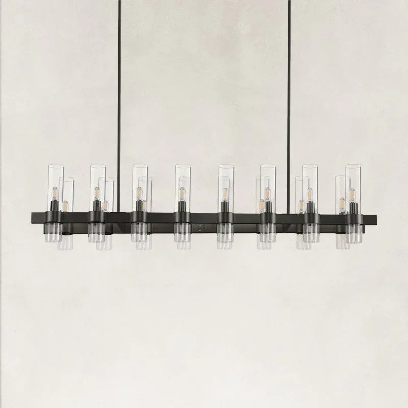Cyla Glass Tube Rectangular Chandelier 54"