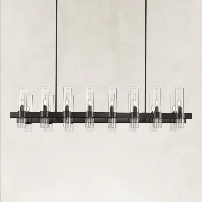 Cyla Glass Tube Rectangular Chandelier 54"
