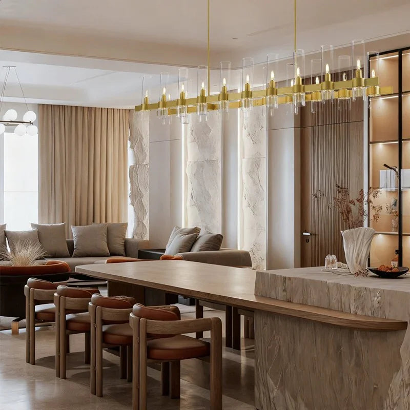 Cyla Glass Tube Rectangular Chandelier 54"