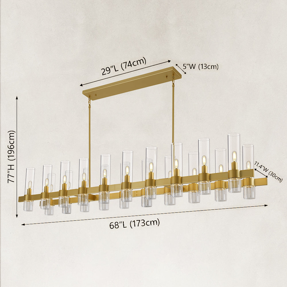 Cyla Glass Tube Rectangular Chandelier 68"
