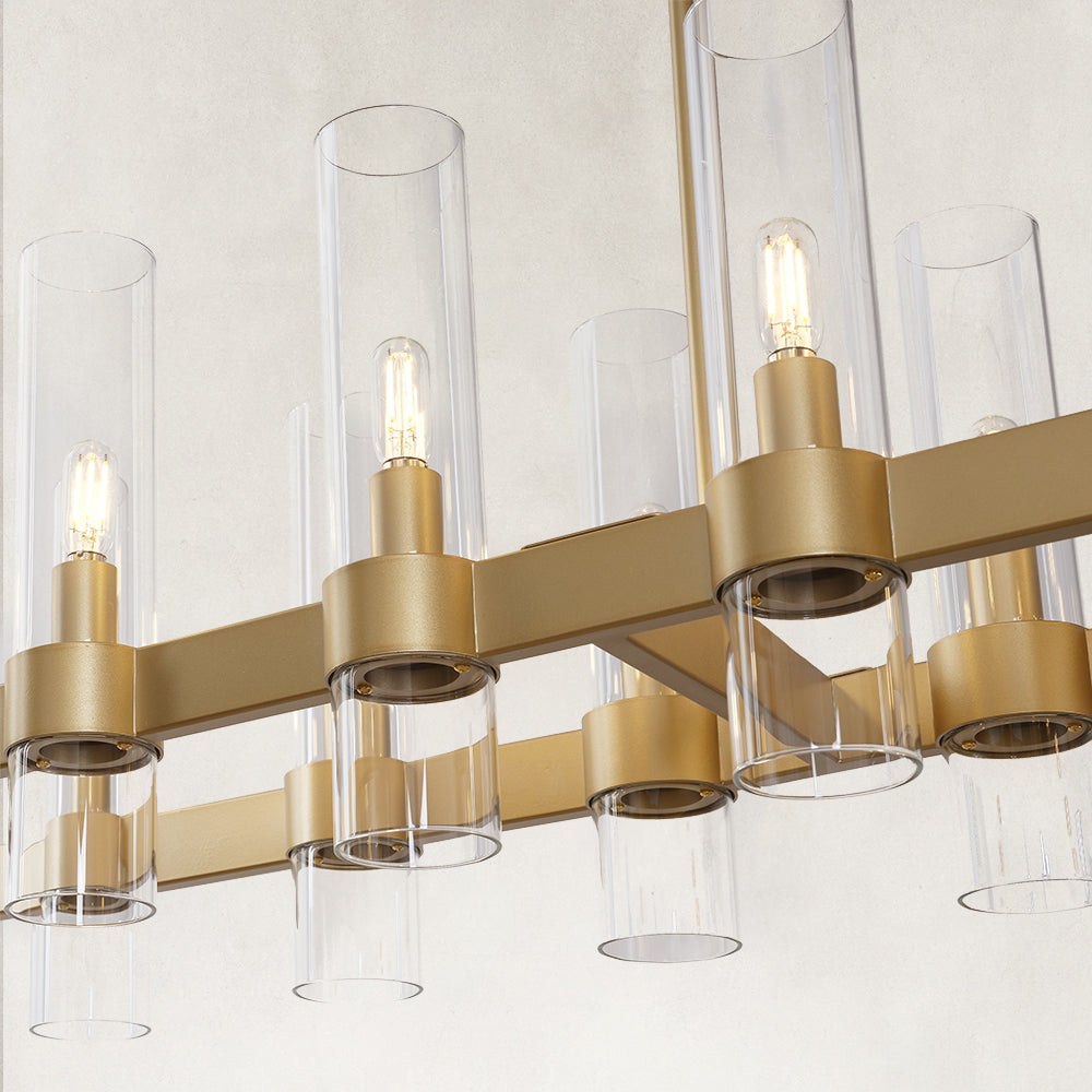 Cyla Glass Tube Rectangular Chandelier 68"