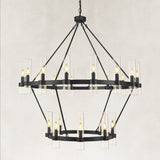 Cyla Glass Tube 2-Tier Round Chandelier 48"
