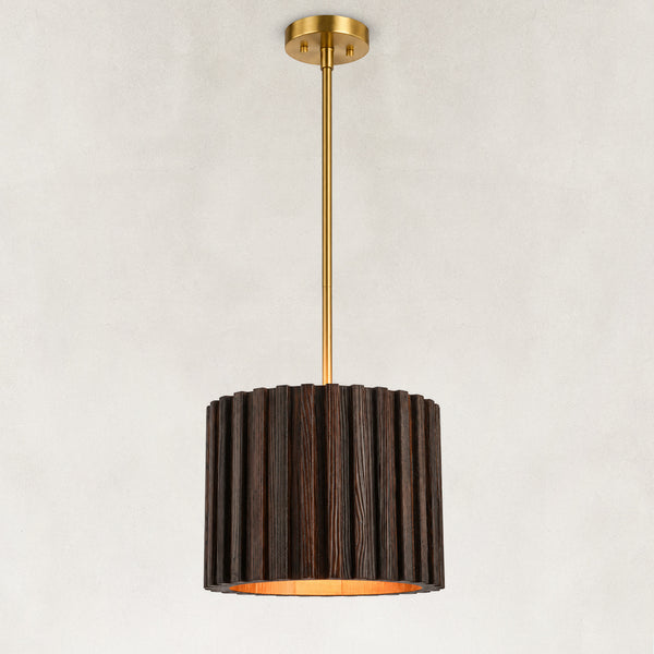 Drev Oak Wood Round Pendant 12"D