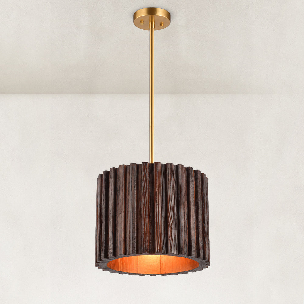 Drev Oak Wood Round Pendant 12"D