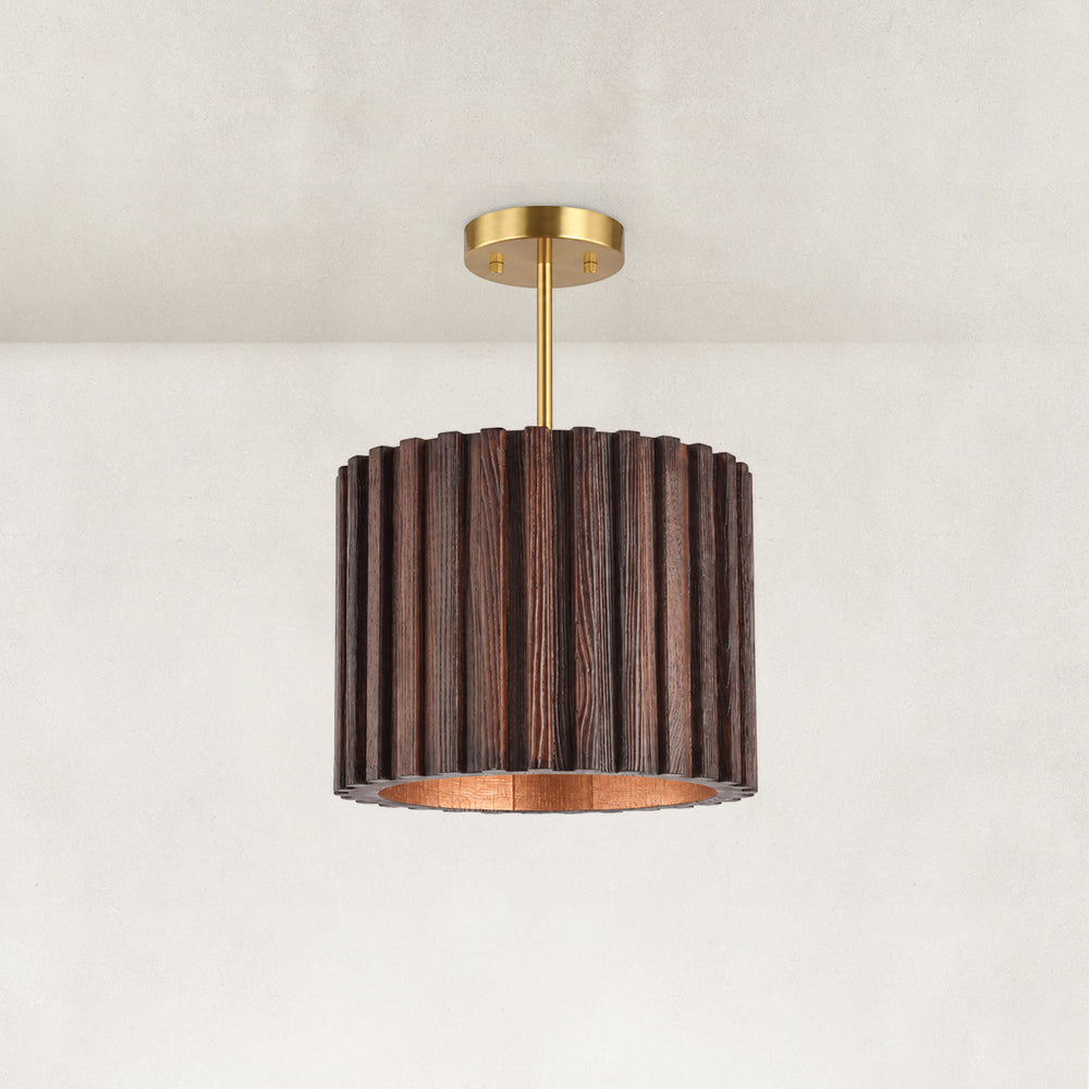 Drev Oak Wood Round Pendant 12"D
