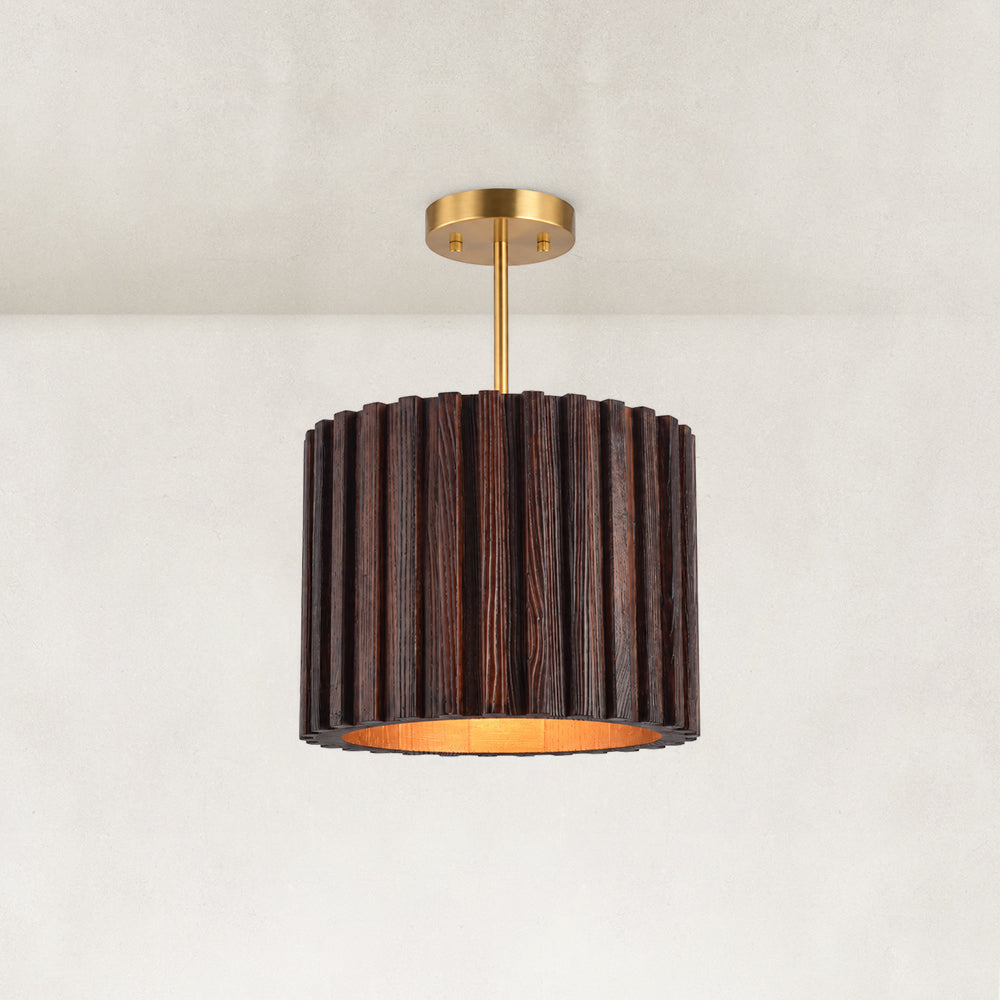 Drev Oak Wood Round Pendant 12"D