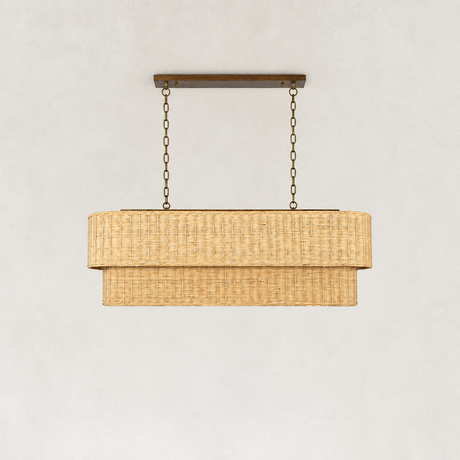 Dune Horizontally Woven Rattan Tiered Chandelier 54"W