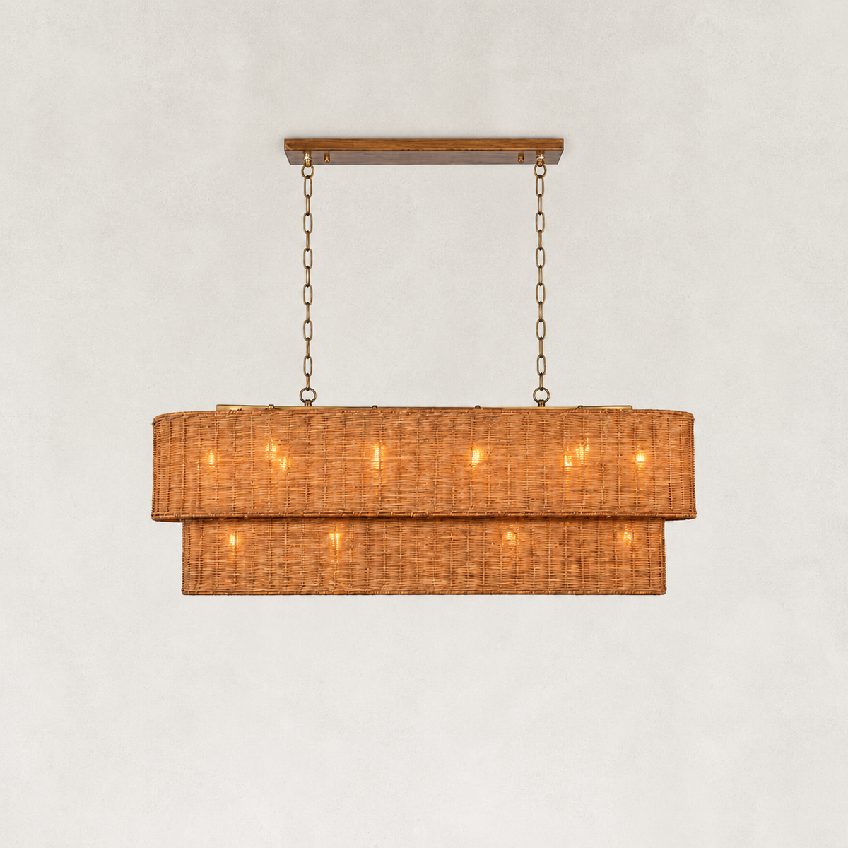 Dune Horizontally Woven Rattan Tiered Chandelier 54"W